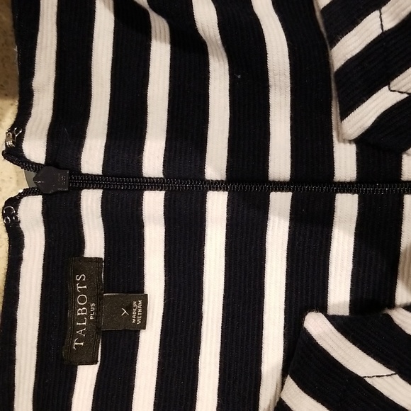 Talbots Plus sleeveless dress back zipper sz X EUC Navy/white chevron pattern - Picture 4 of 8